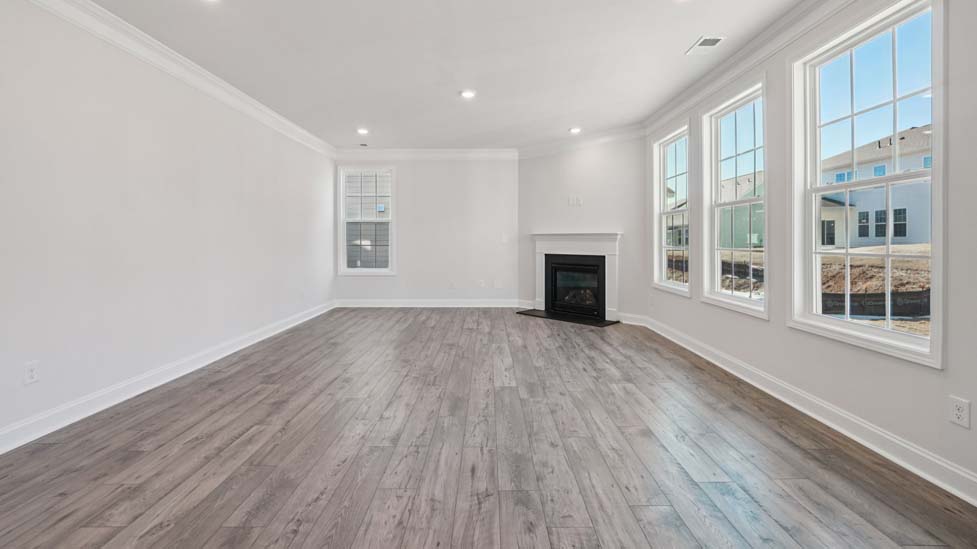 open concept living room with fireplace