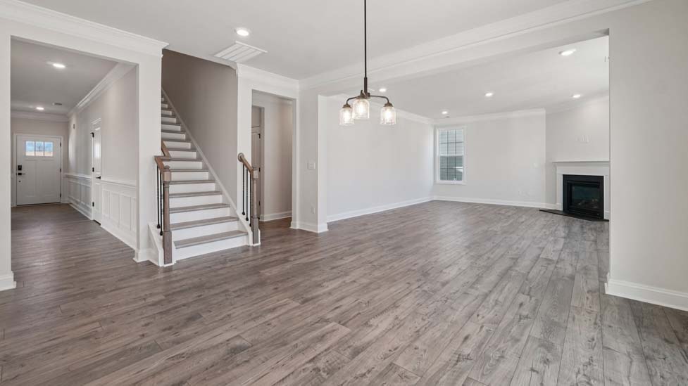 open concept living room with fireplace