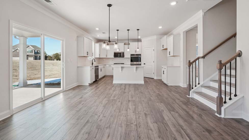 open concept living room with fireplace