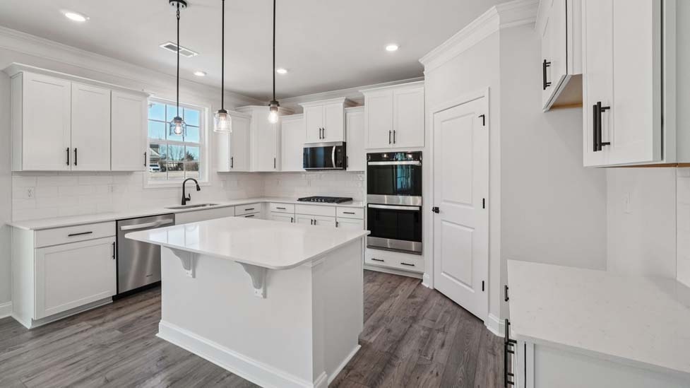 Kitchen with stainless steel appliances