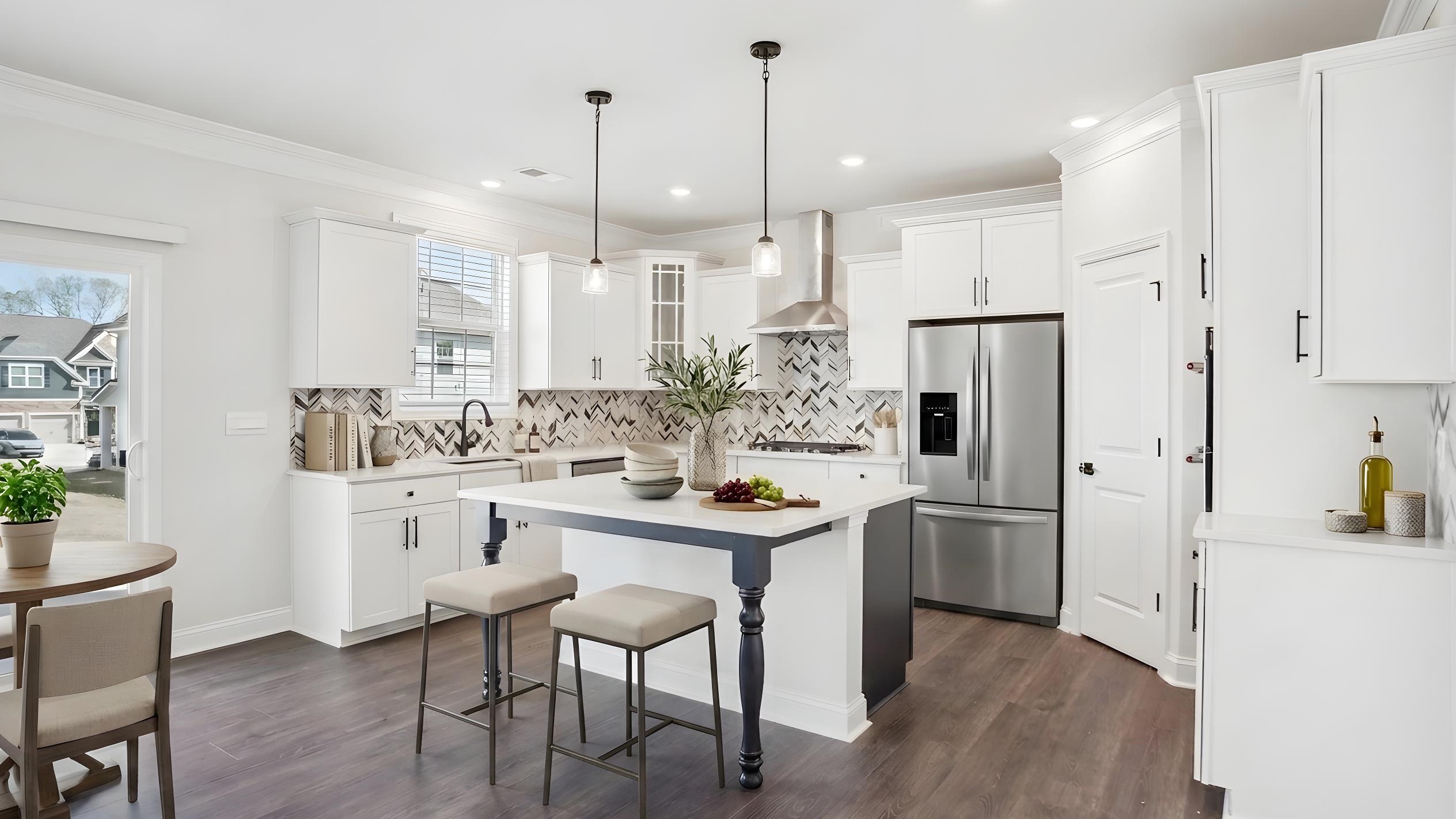 Dining room with large windows