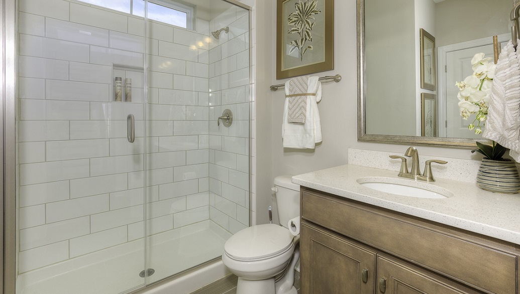 Bathroom with glass door shower