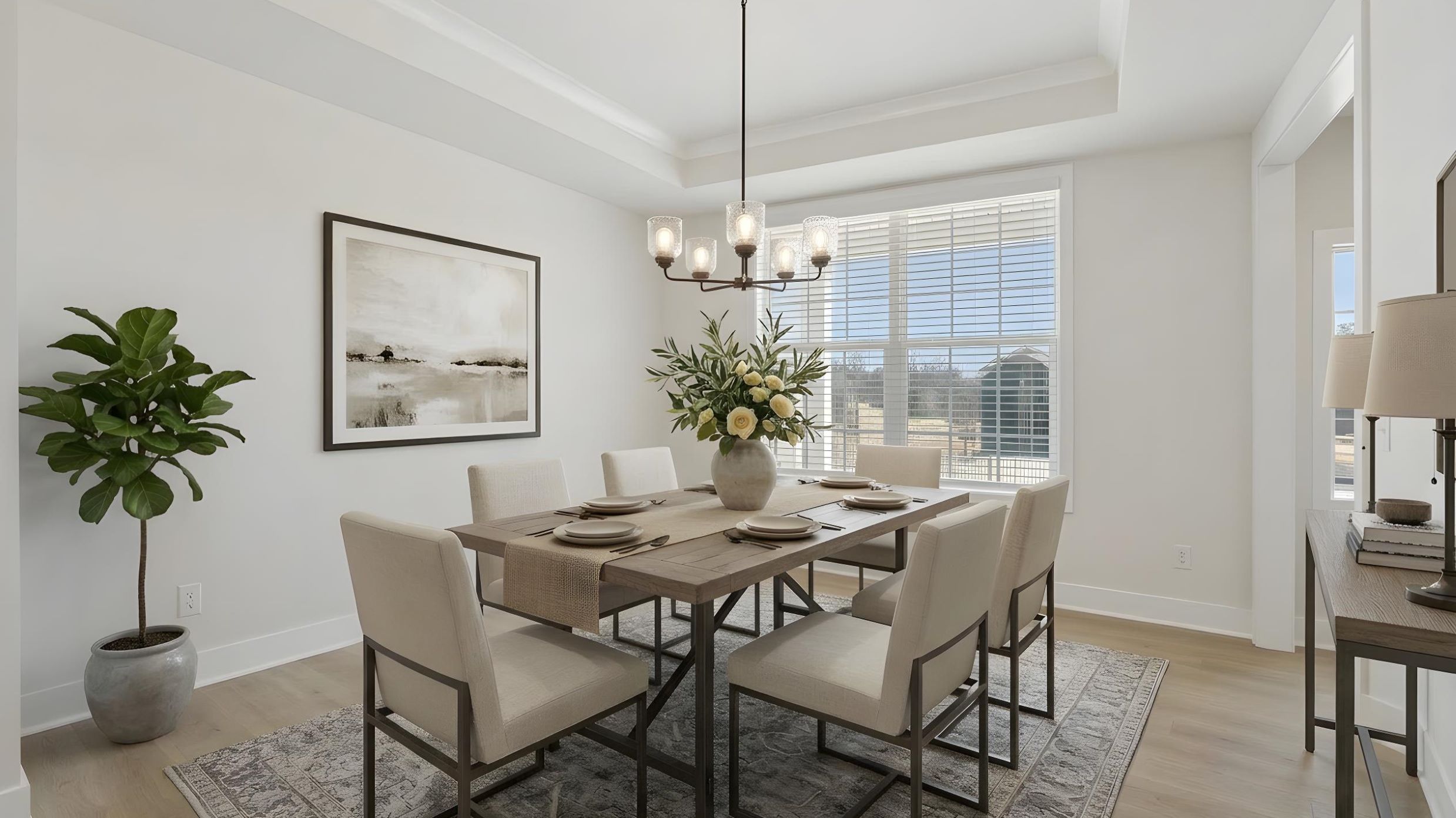 Dining room with large window