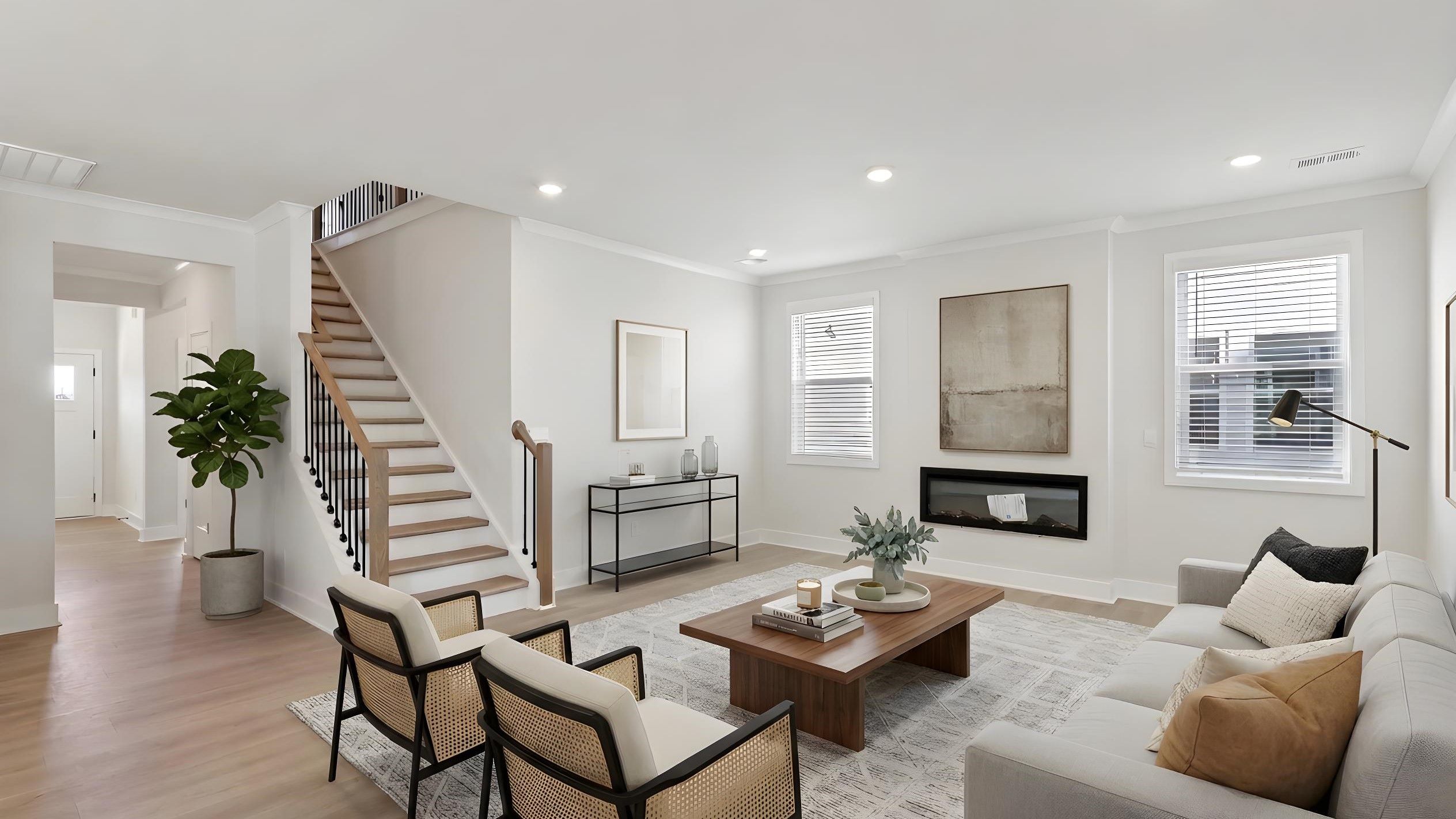 Living room with electric fireplace