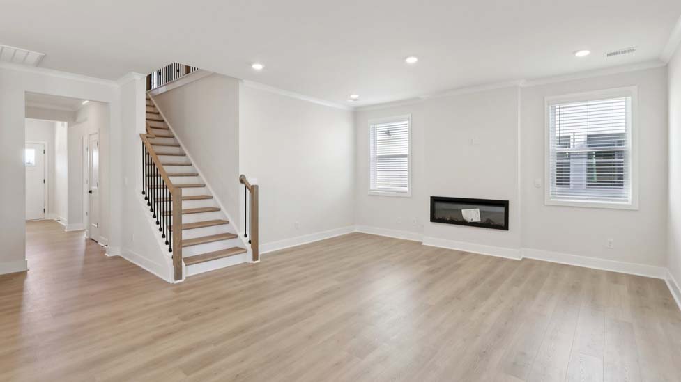 Living room with electric fireplace
