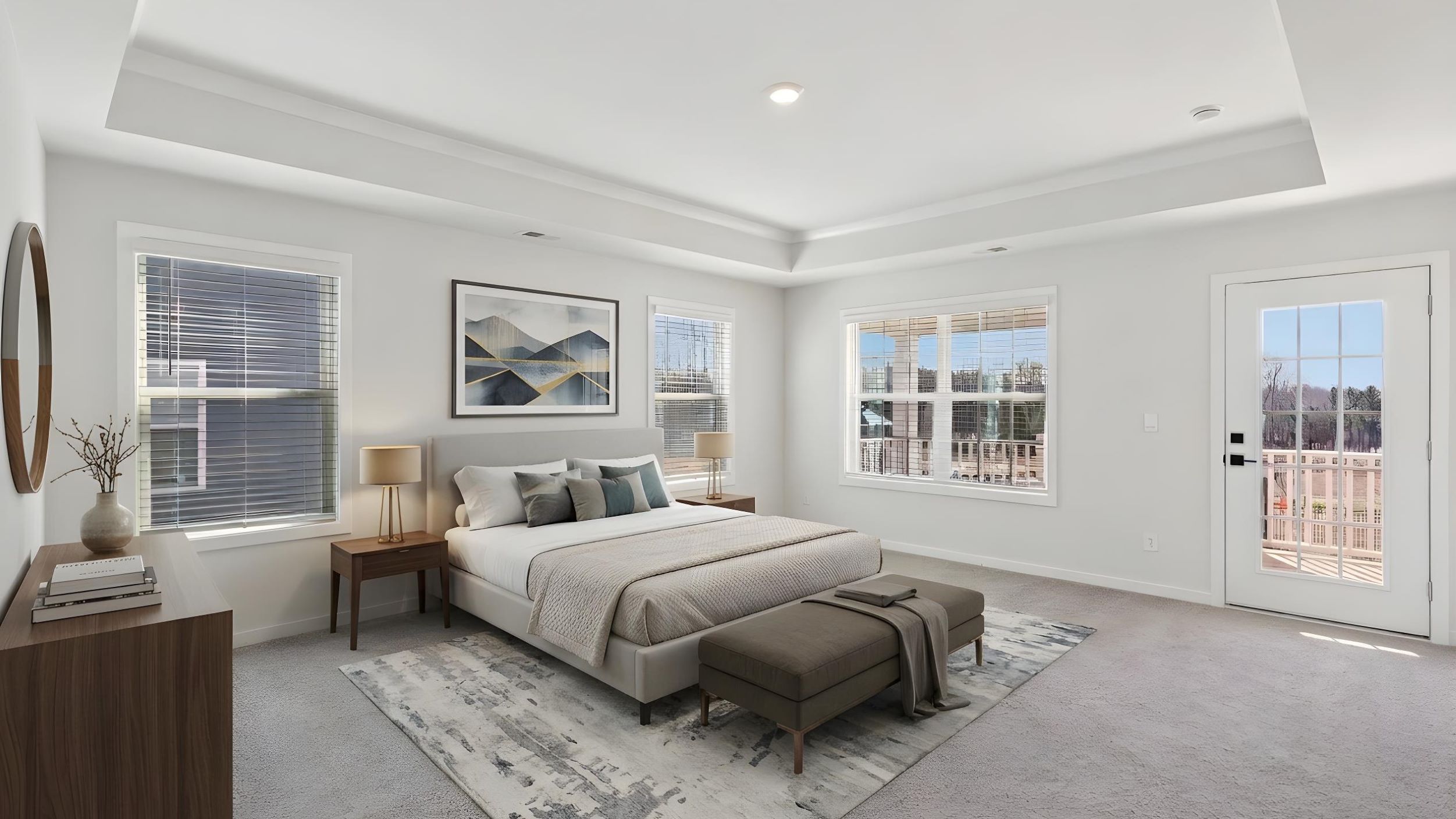 Primary carpeted bedroom