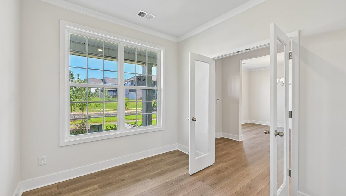 Flex room with french doors and large window