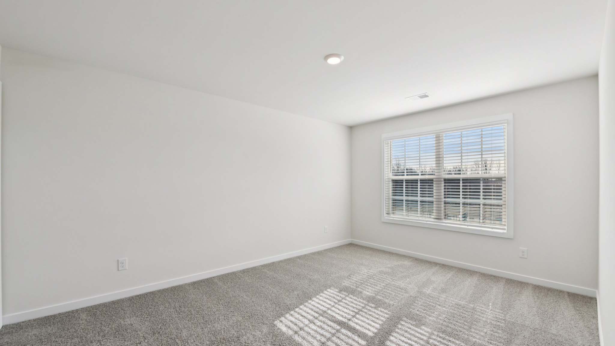 Carpeted bedroom with large window