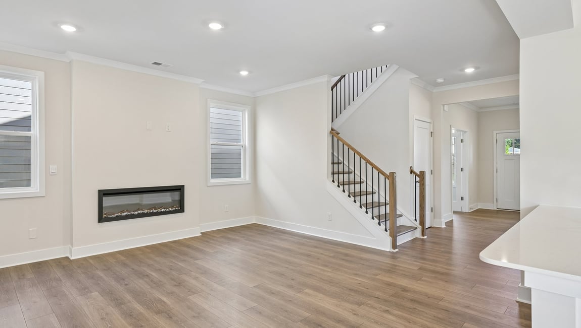 Living room with electric fireplace