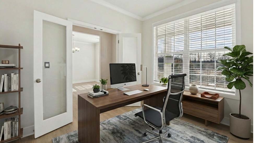 Flex room with french doors and large window