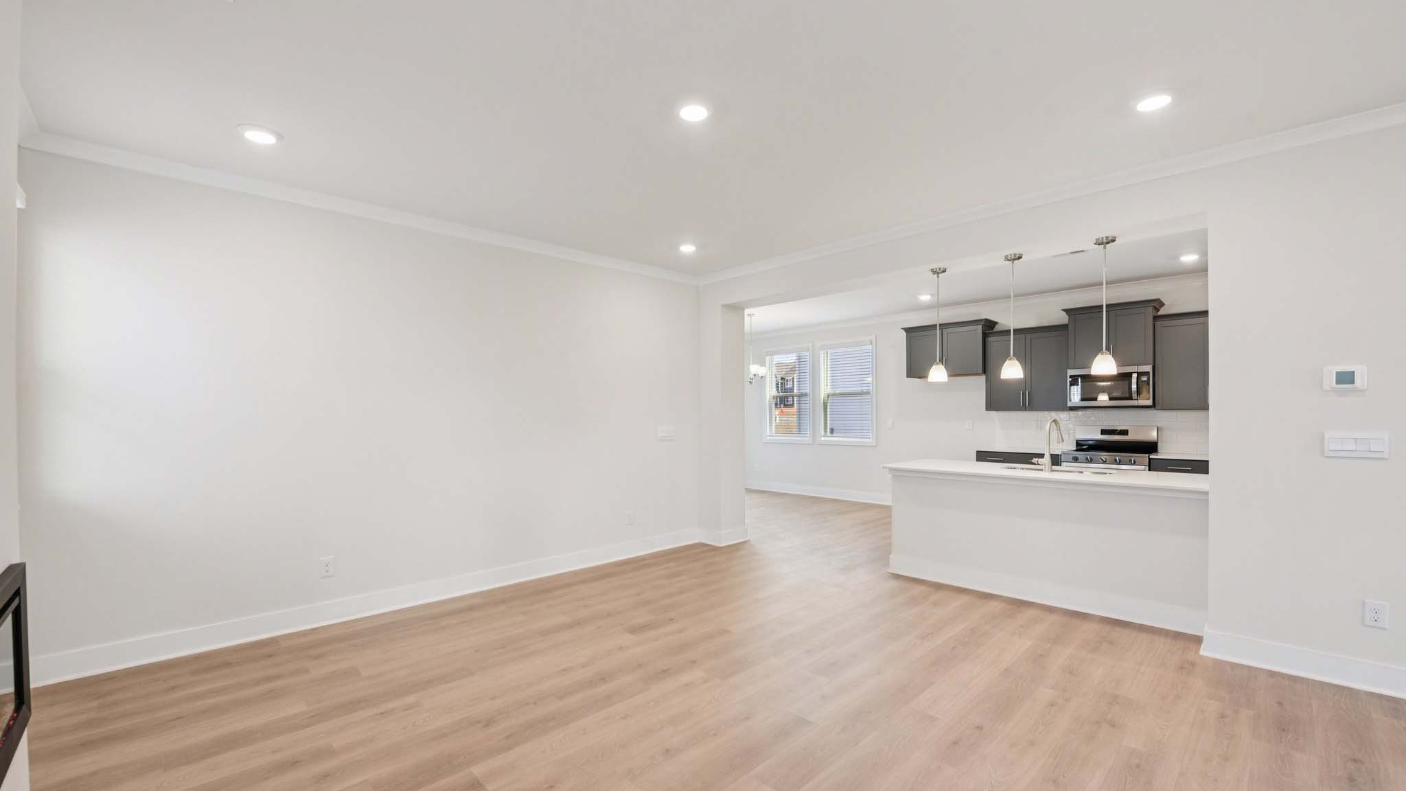 Living room with electric fireplace