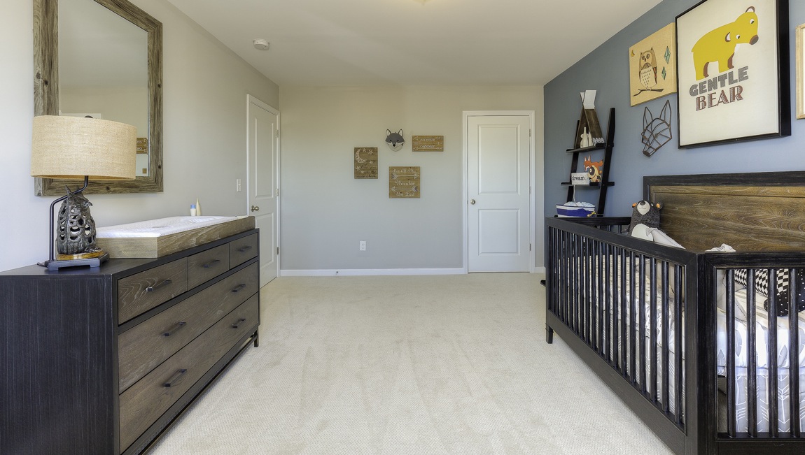 carpeted bedroom with large window