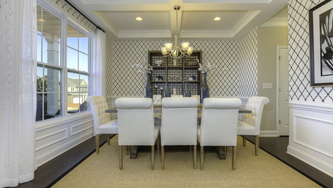 dining room with large window