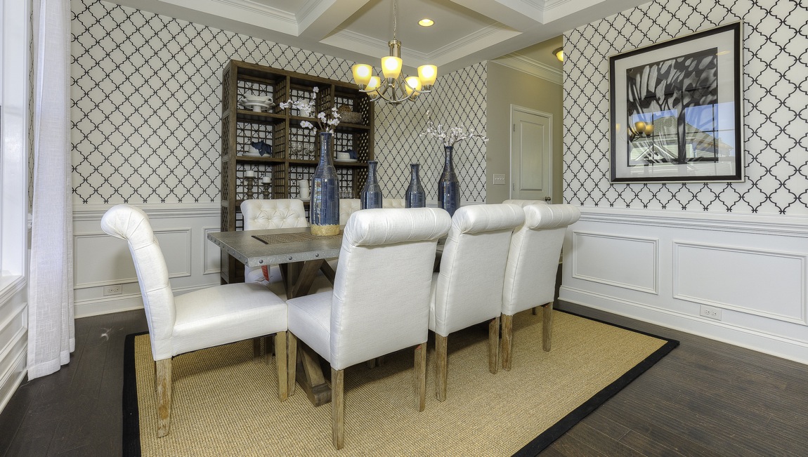 dining room with large window