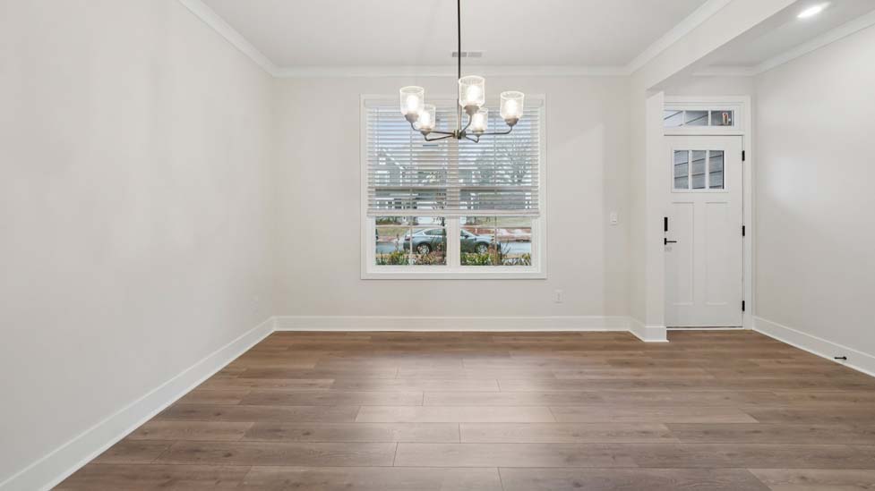 dining room with large window