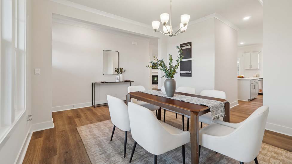 dining room with large window