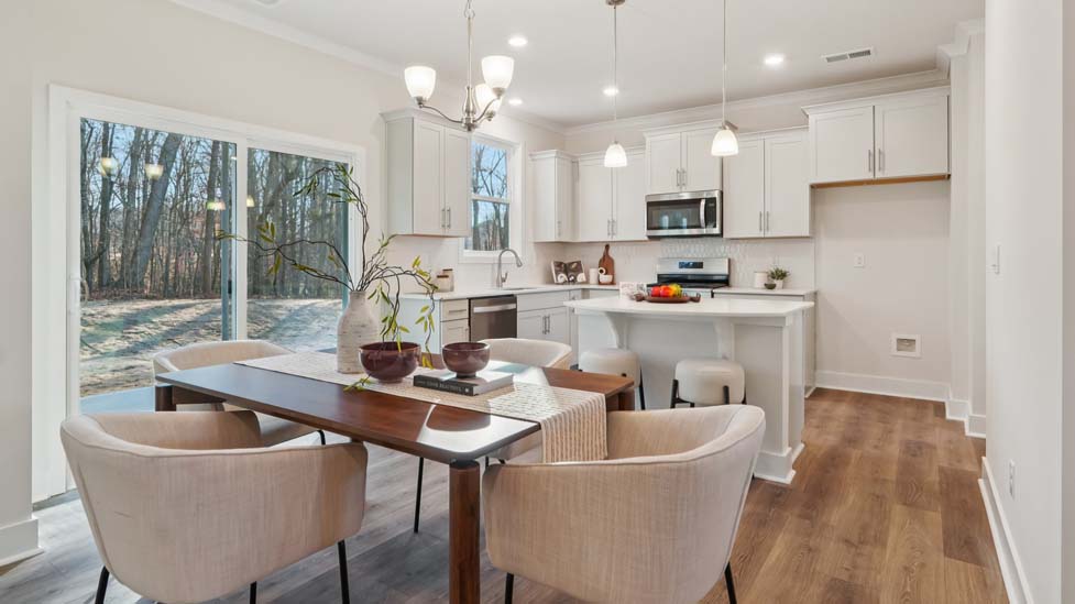 dining room with large window