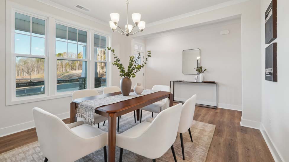 dining room with large window