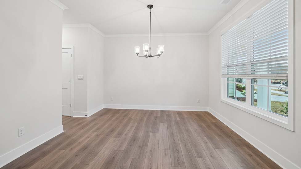 dining room with large window