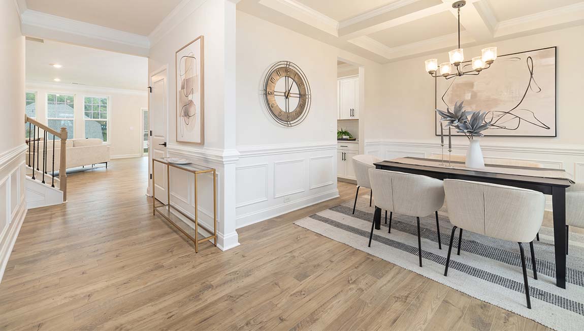welcoming foyer with view of dining room