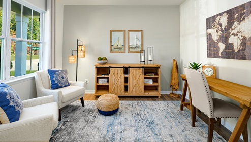 Flex space with french doors, and large window