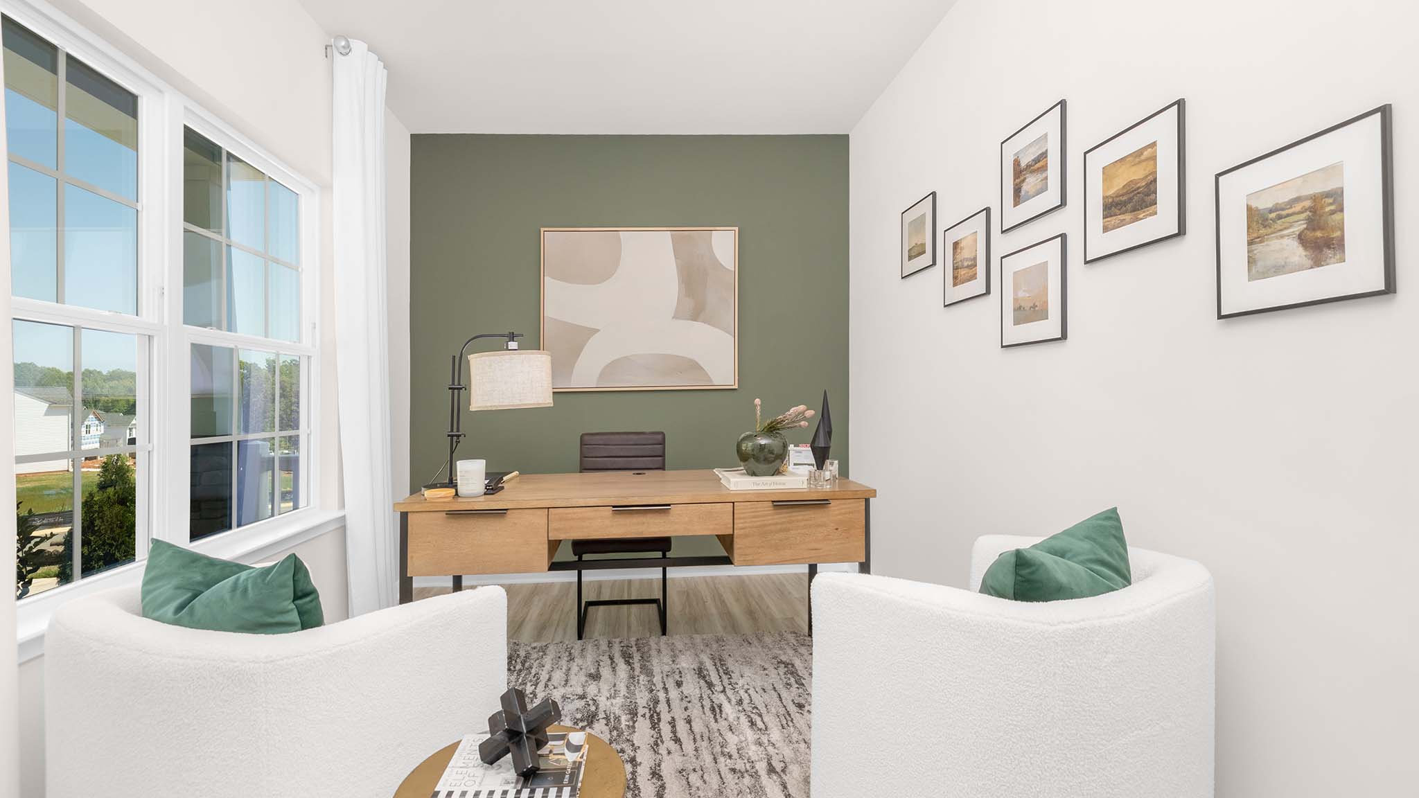 Open upstairs carpeted loft space with small window