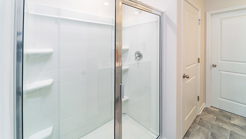 Bathroom with glass door shower