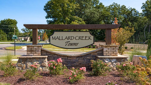 Mallard Creek Townhomes Community monument in Charlotte, north carolina