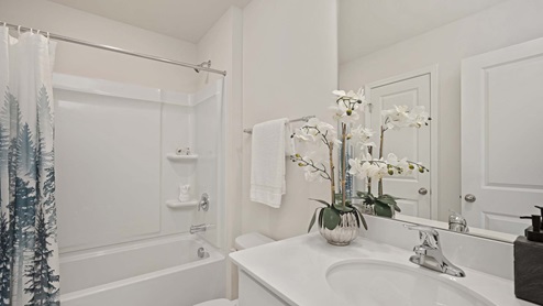 Bathroom with bathtub and shower combination