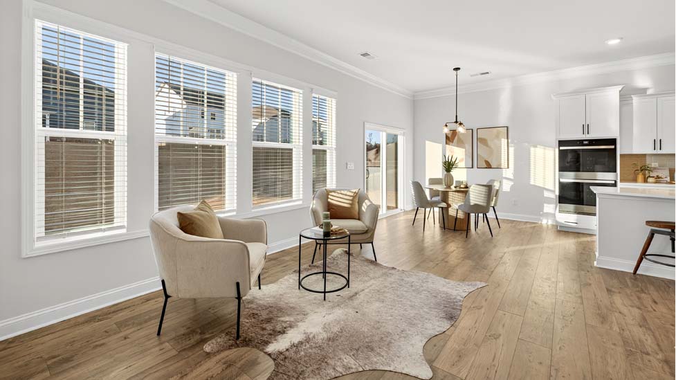 open concept living room with fireplace