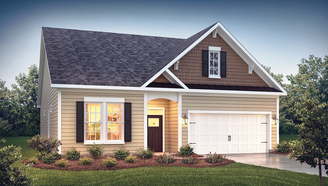 Azalea front exterior with siding and two car garage