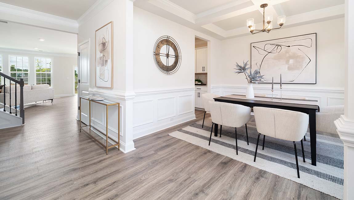 welcoming foyer with view of dining room