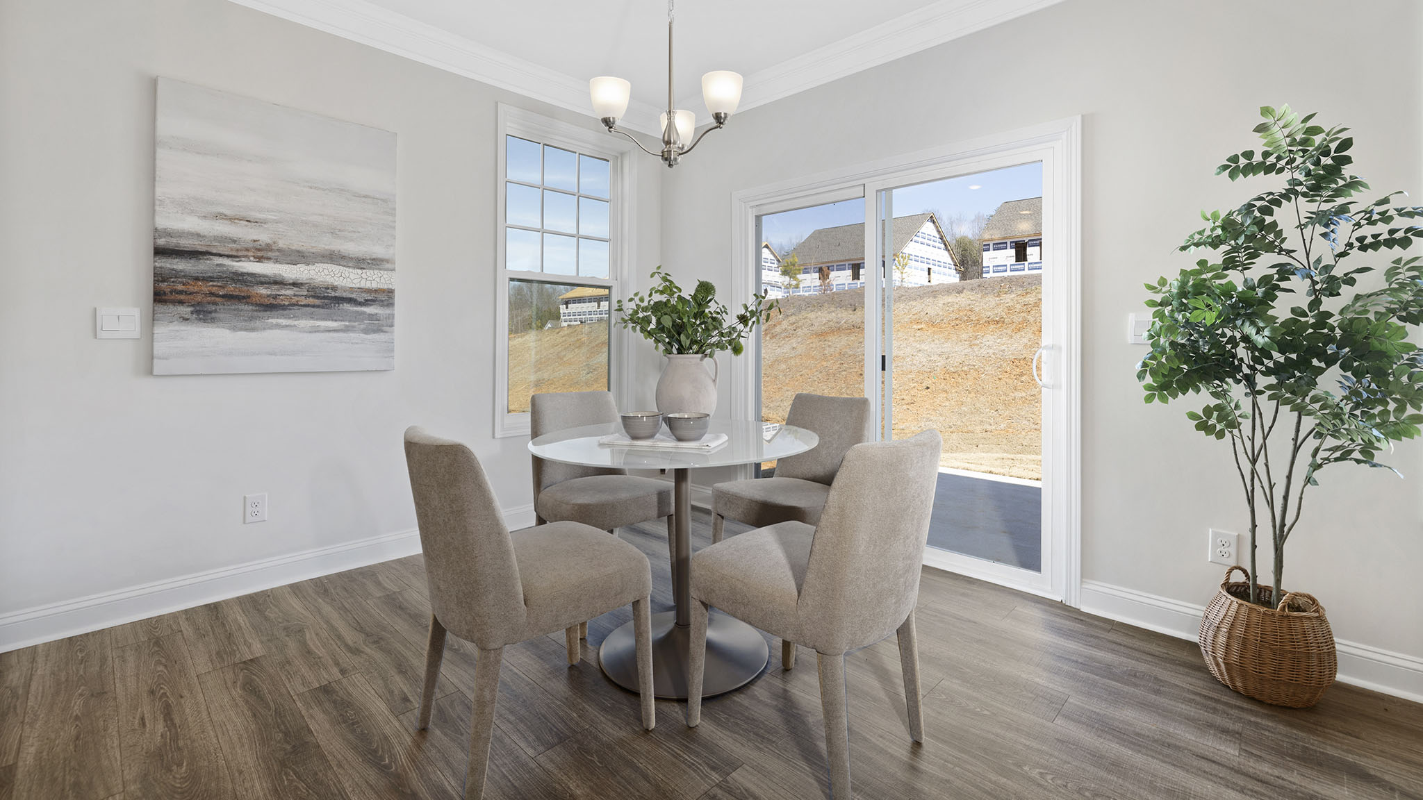 dining room with entrance way into kitchen