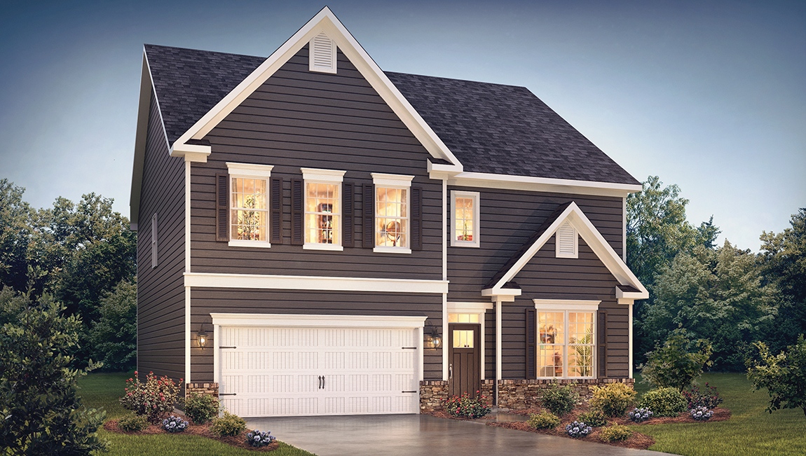 Summit front exterior with siding and two car garage