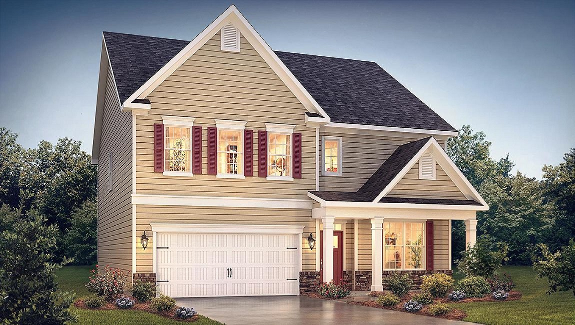 Summit front exterior with siding and two car garage