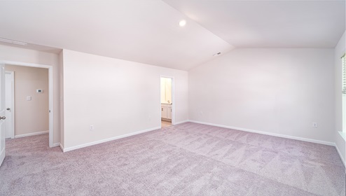 Primary suite, carpeted, view of entryway