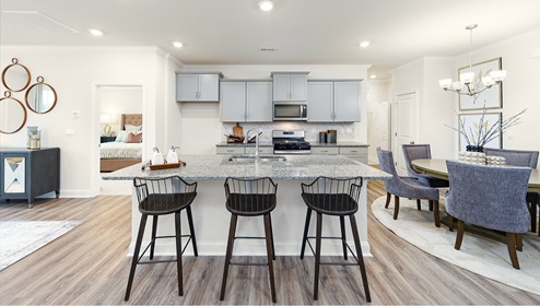 Sandra Model Kitchen with Gray Cabinets and Island