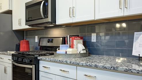 Livia Model Kitchen with White Cabinets and Island. New Home in Charlotte, North Carolina