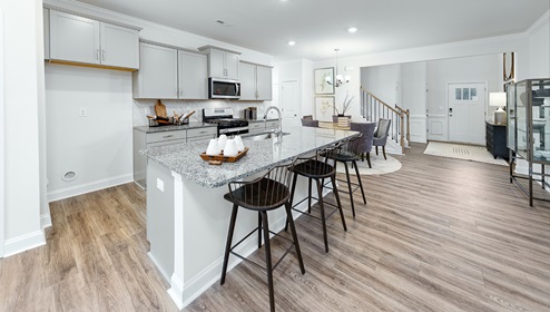 Sandra Model Kitchen with Gray Cabinets and Island