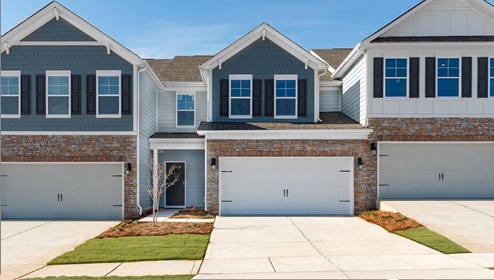 Sandra Model Exterior with Siding and Stone at Blackstone Bay in Sherrill's Ford, NC