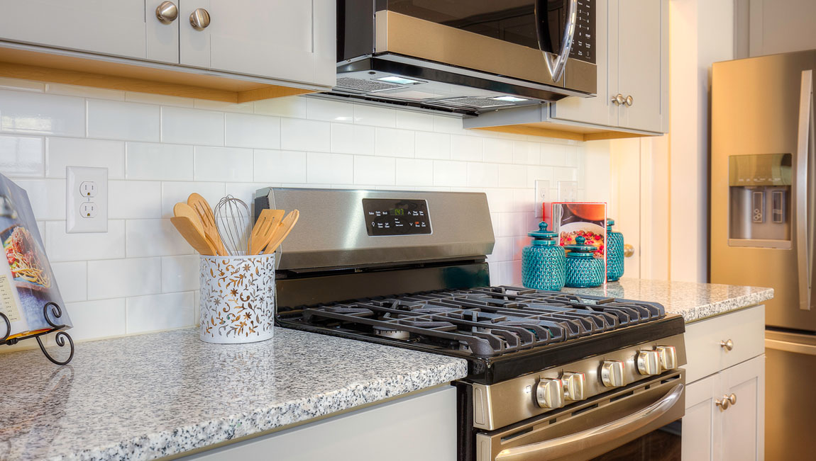 Kitchen and island with