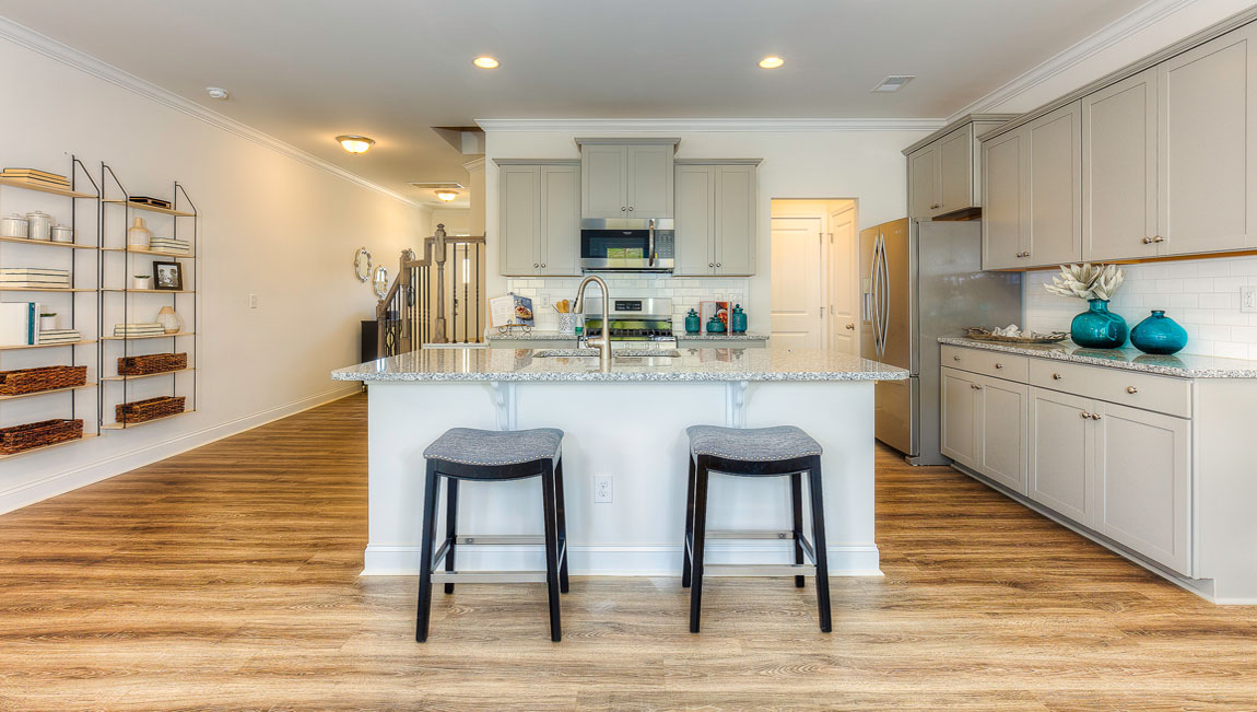 Kitchen and island with