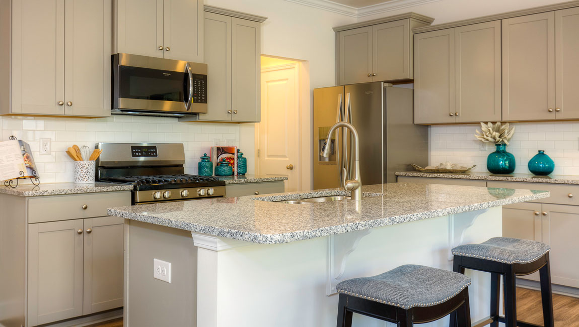Kitchen and island with