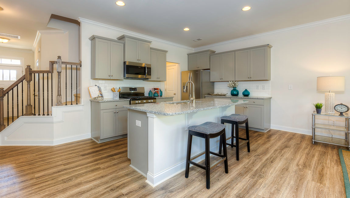 Kitchen and island with