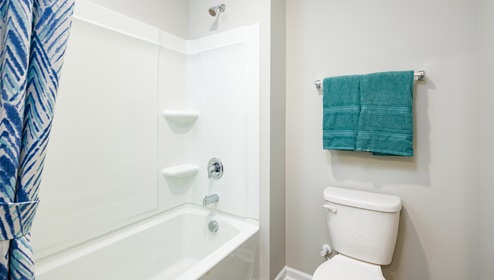 Model bathroom with bathtub