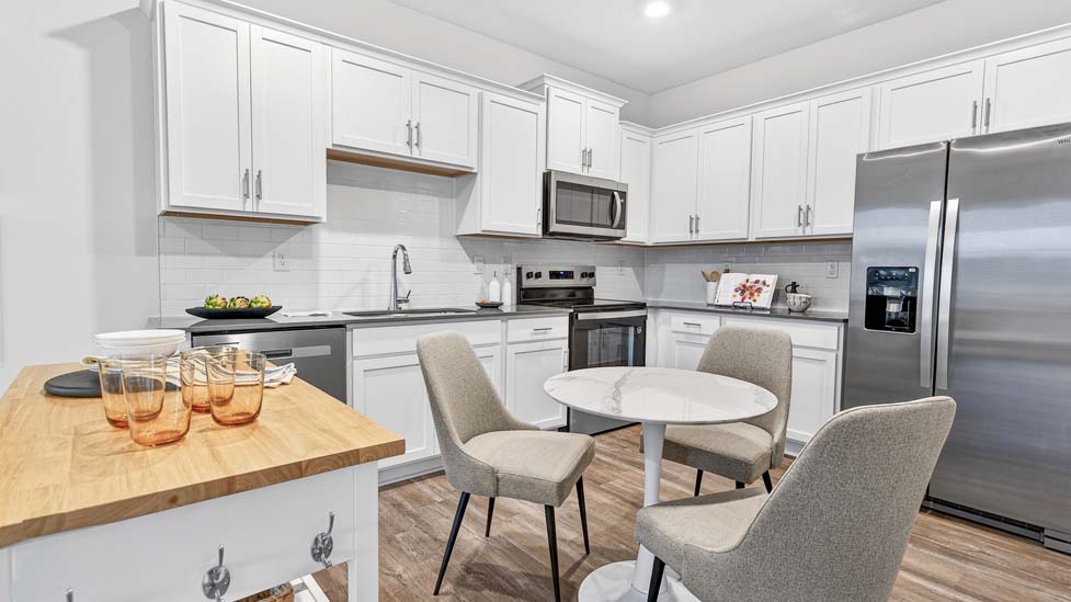 Kitchen with stainless steel appliances