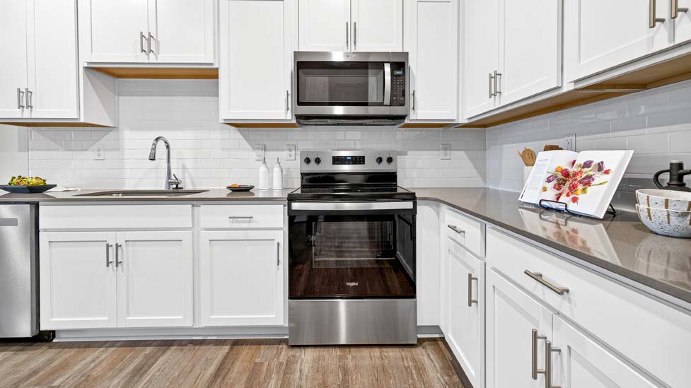 Kitchen with stainless steel appliances