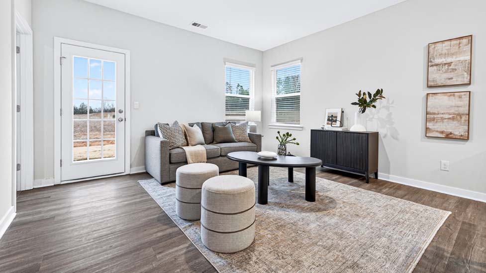 Dining room area with windows