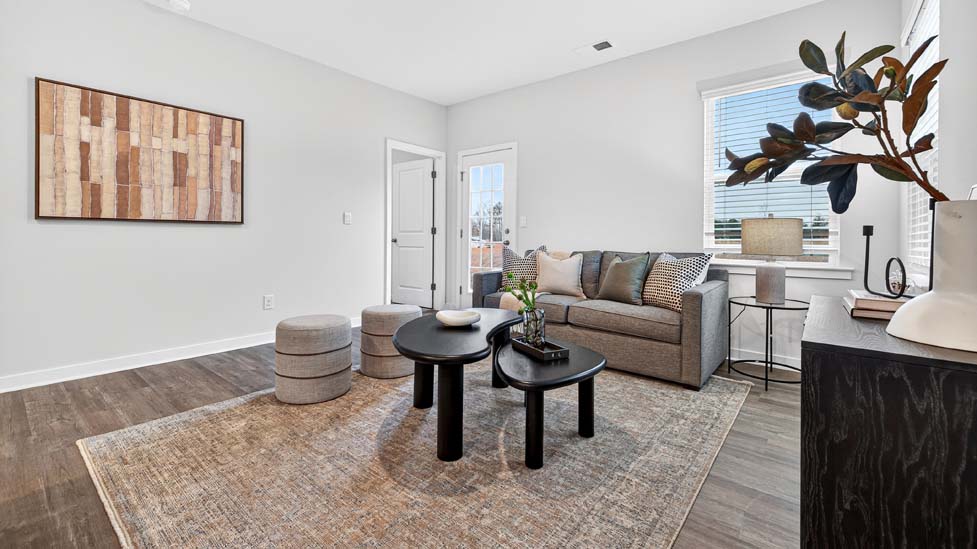 Dining room area with windows