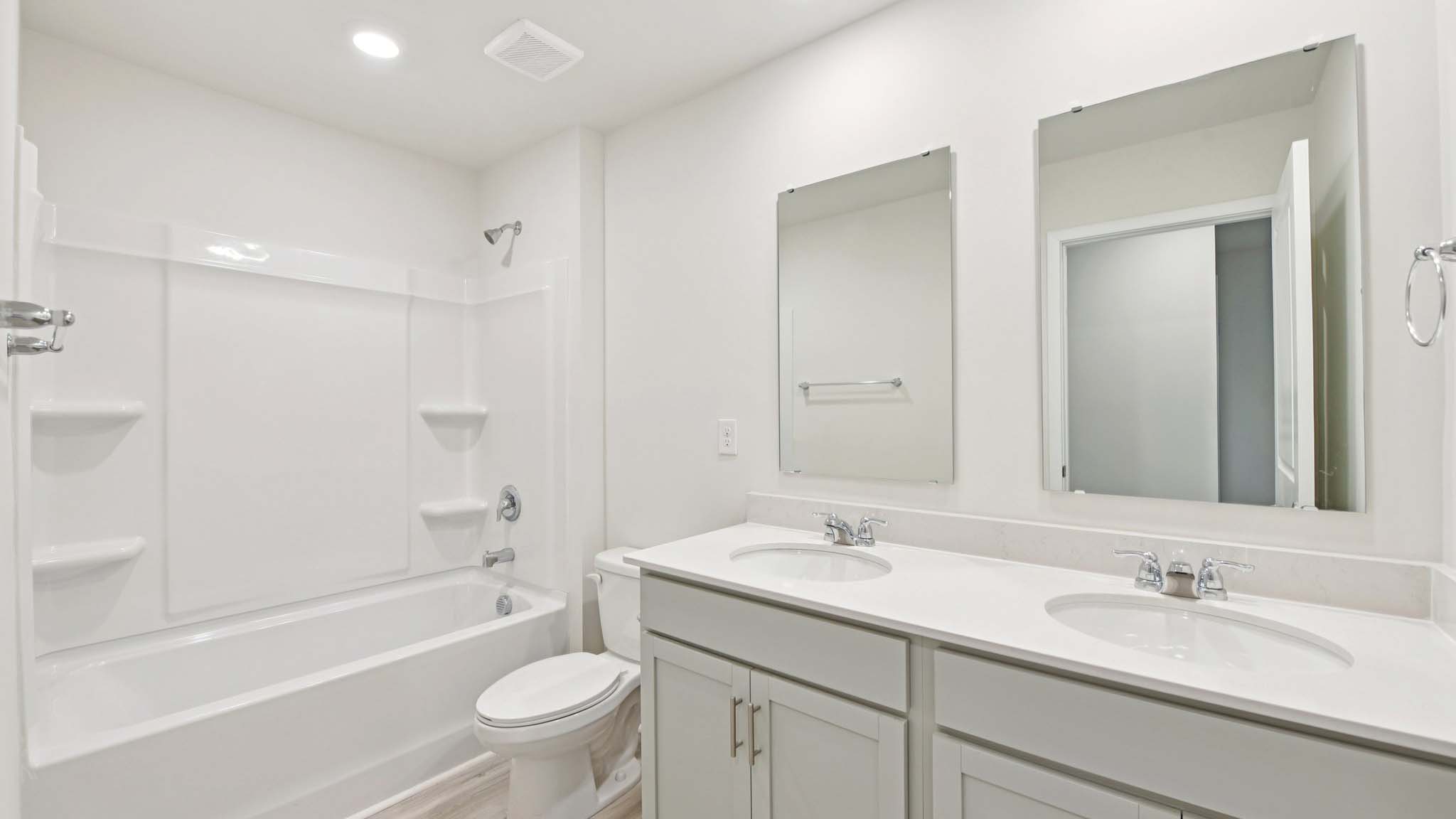 Bathroom with shower bathtub combination